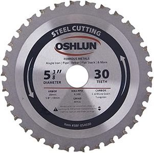 Oshlun SBF-054030 5-3/8-Inch 30 Tooth MTCG Saw Blade with 20mm Arbor (5/8-Inch and 10mm Bushings) for Mild Steel and Ferrous Metals