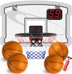 TEUVO Indoor Basketball Hoop Toys for Kids 4 5 6 7 8 9 Year Old Mini Basketball Hoop with 4 Balls Electronic Score for Over Door Room & Outdoor Panier Basketball Interieur Sport Game Toy for Boys Girl