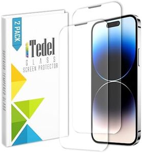 iTedel 2 Pack iPhone 14 Pro Max Screen Protector Full Coverage Screen Saver Easy Installation Tempered Glass Anti Scratch, Anti Fingerprint, and Speaker Dust Protection