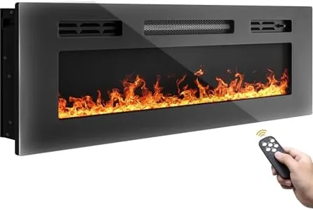 DWVO 36 Inches Electric Fireplace, Recessed or Wall Mounted, Fireplace Heater with Remote Control, Adjustable Temperature, 8H Timer, Adjustable Flame Color and Brightness, 120V 1500W, Crystal