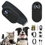 GHWMYD Cat Camera Collar, HD 1080P Wireless Dog Collar Camera with 128GB SD Card,Sport Action Camera Cat Collar Camera for Pet Supplies Video Records Camera for Cats Dogs Gift, Black