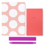 Kate Spade New York Jotter Pouch with Office/School Supplies for Women, Mesh Travel Zip Pouch Includes 2 Notebooks and Ink Pen, Peach Jumbo Dot