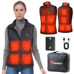 MOMSSY Womens Heated Vest with Battery Pack, Warming Heated Vest for Women with Fashion Design, 9 Heated Zones, 3 Heating Level Lightweight Heating Vest for Camping Hiking Skiing