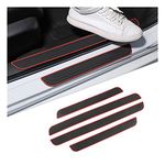 4 PCS Car Door Sill Plate Protectors, Auto Door Entry Guards Sill Scuff Cover Panel Step Protector, PVC Rubber Anti-Scratch Front Rear Door Pedal, Car Accessories for Most Vehicles(Red/White)