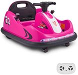Kids Republic 12V Electric Bumper Car for Kids with 360° Rotation, Dual Motors, Parental Remote Control, Safety Belt, and Colorful LED Lights (Square/Pink)