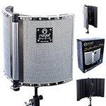 Premium Folding Soundproofing Vocal Booth / Reflection Filter for Recording Studio Vocal Microphone, Create Warmer and Clearer Vocals with Acoustic Sound Proofing Foam for Maximum Absorption, for Professional and Home Studio to Improve Room Acoustics