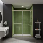 Comfystyle 50-54 in.W x70 in.H Semi-Frameless Sliding Shower Door,Sliding Shower Door with 1/4" (6mm) Clear SGCC Tempered Glass,Brushed Nickel Finish,Shower Doors can be Installed Left and Right