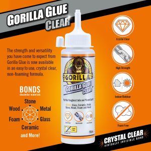Gorilla Glue Clear Adhesive, 110ml – Strong Multi-Purpose Bond