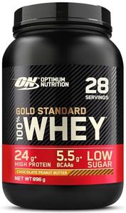 Optimum Nutrition Gold Standard 100% Whey, Proteína en Polvo para Recuperacíon y Desarrollo Muscular con Glutamina Natural y Aminoácidos BCAA, Sabor Chocolate y Crema de Cacahuete, 28 Dosis, 896 g