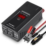 POTEK 500W Power Inverter Dual AC Outlets,Dual USB Charging Ports,DC12V to AC115V Car Inverter with Digital Display