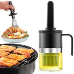 AYMXZT Olive oil dispenser oil & vinegar Cruet bottle with handle and brush for kitchen without leakage 300ml (black)