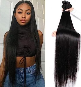 10A Cheveux Brésiliens Bundles de Cheveux Humains Straight 3 Bundles Double Trame Cheveux Extensions de cheveux non Transformées Vierges Cheveux Humains Nature Couleur (26 28 30)