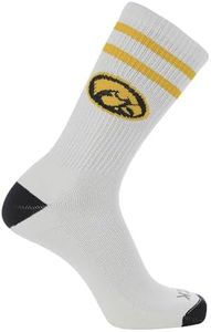 TCK Iowa Hawkeyes Socks Vintage Soft Cotton Sock with Stripes – NCAA Licensed | Black & Gold University of Iowa | College Fan Gameday Apparel for Men & Women | Men's & Women's (Large)