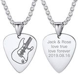 Suplight Silver Guitar Pick Charm for Men Women Personalized Music Lover Jewelry Stainless Steel Rock Electric Guitar Bass Pendant Necklace