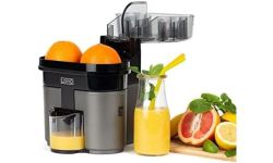 LIVIVO Electric Twin Citrus Juice Maker, with Anti-Drip Valve Citrus Orange Fruits Squeezer Household Fruit Mixer, Fast Double 90W Electric Lemon Orange Fresh Juicer Cutter Slicer