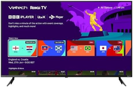 VELTECH 32 Inch Smart Roku TV -Bezel Light Design, LED HD, Freeview, Netflix, Apple TV+, BBC iPlayer, Dolby Audio, Triple HDMI, HDR 10 - Ideal Small TVs for Bedroom, Lounge, Kitchen or Studio