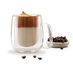 Treo By Milton Double wall Tea/Coffee Glass Mug, 260 ml| Expresso Mug | Microwave safe | Hot & Cold | Hot Chocolate