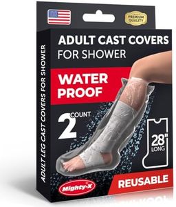 Mighty-X 100% Waterproof Cast Covers for Shower Leg -【Watertight Seal】- Reusable 2pk Half Leg Cast Cover for Showering - Cast Protector for Shower Leg Adult Knee, Ankle, Foot