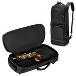 Rexmica Padded Alto Sax Case for Alto Saxophone, Alto Sax Backpack with Hidden Padded Shoulder Straps, Alto Saxophone Bag with Pockets for Mouthpiece, Sheet Music, Alto Saxophone Case Sax Gig Bag
