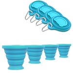 Collapsible Cup for Traveling, Silicone Camping Cup, Foldable Cup with Lid, Portable Cup for Camping, Hiking, Outdoors, Travel, Folding Cup (4Pack-Blue)