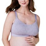 Bravado Designs Women's Nursing Bra for Breastfeeding, Intrigue Balconette Supportive Seamless Wirefree Maternity Bra, Grey Orchid Jacquard, Medium Full Cup