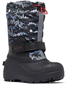 Columbia Unisex-Child Powderbug Forty Print Snow Boot, Black/Mountain Red, 7 Big Kid