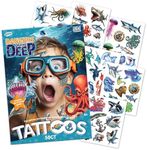 Savvi - 50 Sea Creature Temporary Tattoos: Skin-Safe Ink, Great for Birthday Parties, Gifts for Boys and Girls Ages 4-12+, Made in the USA [6 sheets, 50 count]