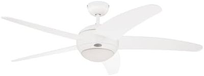 Westinghouse Lighting 7214040 Bendan One-Light 132 cm/52-Inch Five-Blade Indoor Ceiling Fan, White Finish with Opal Frosted Glass