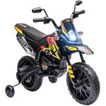 AIYAPLAY 12V Kids Motorbike, Aprilia Licenced Kids Electric Motorbike with Training Wheels, Spring Suspension, LED Light, Music, USB, Kids Electric Bike for Boys Girls, Yellow