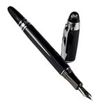 GOLD LEAF Baoer 79 Starwalker Black Fountain Pen with Silver Trim Checked (Black)