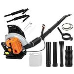 Leaf Blower,63CC 2-Cycle Gas Powered Backpack Leaf Blower Lightweight Heavy Duty Leaf Blowers fo Efficient Cleaning,Lawn Card,Snow,Yard,Dust Debris 665CFM|210MPH (Orange)