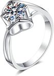 Epinki Women Ring Stylish 925 Sterling Silver Solitaire Heart 0.5ct Moissanite Anniversary Bands Ring Size 6.5