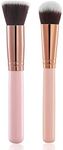 2pcs Face Self Tanning Brush Kabuki Brush for Self Tan Sunless Tanning Fake Bake Tan, Self Tanner brush Applicator, Flat Top Brush Face and Blending Brush, Easy Self Tan Applicator for Face (Pink)