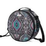 LoDrid Cross Stitch Bag, Round Double-Layer Embroidery Project Storage Bag for Storing Cross Stitch Kits and Embroidery Kits with Handle and Shoulder Strap, Totem (Bag Only)