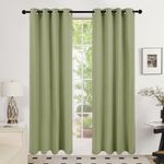 Deconovo Total Blackout Curtains, Linen Room Darkening Curtains 84 Inches Long, Kitchen Curtains (Grass Green,52x84 Inch,2 Panels)