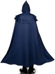 Renaissance Hooded Cape for Men Women Medieval Viking Cloak Halloween Adult Cosplay Costume Party Cape, Navy Blue, Large