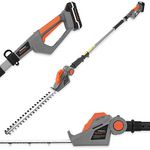 Terratek Cordless Hedge Trimmer Long Reach 20V 1HR Fast Charge, 2.4m Telescopic Hedge Trimmer Cordless Hedge Cutter with 1x Battery, Shoulder Strap and Charger Included, Grey & Orange