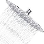 Derpras Round Rain Shower Head, 304 Stainless Steel, Ultra Thin Powerful High Pressure Top Spray Bathroom Rainfall Showerhead(Brushed Nickel) (8 Inch, 90 Jets)