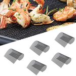 BBQ Grill Mesh Mat-Set of 5 Non-Stick Reusable Heavy Duty 13x15.75 Inch Heat Resistant Pad-Easy to Clean PTFE coated fiberglass Silicone Free-Suitable for Smoker, Pellet, Gas, Charcoal Grill(Black)