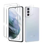 Galaxy S21 Tempered Glass Screen Protector + Camera Lens Protector [ 2 + 2 Pack ][Case Friendly] [Anti-Scratch] [Ultrasonic Fingerprint Unlock] Clear HD Glass Protective Film for Samsung Galaxy S21