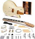 Fesley DIY LP Style Electric Guitar Kits with Mahogany Wood Body/Neck, 6 Strings Electric Guitar Kits, Techwood Fretboard, H-H Pickups, Flamed Maple Veneer Top, Build Your Own Guitar Kit, Natural