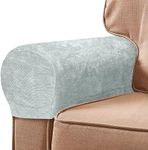 NEKOSUKI Arm Rest Covers Set, Chenille Arm Covers for Chairs and Sofas Anti-Slip Couch Armrest Covers with Pins, Furniture Armrest Protector for Sofa Couch Chair (Aurora Silver)