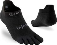 Injinji 2 Men's Run Lightweight No Show Toe Socks, Black, Small