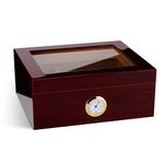 Jansfuren Humidor Cigar Box, Glass-Top Handcraft Cigar Box for Up to 50 Cigars, Cigar Humidors with Hygrometer & Divider