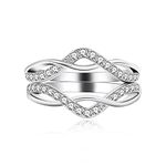 Uloveido 925 Sterling Silver Cubic Zirconia 2 Stackable Rings Enhancer for Women Wedding Engagement Anniversary Promise Rings Y1521 Size 9