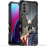 Cass Creations Case Compatible with Motorola Moto G Stylus 5G 2022 (NOT for 4G LTE), Hybrid Shockproof Bumper Protective Phone Cover - American Bald Eagle Flying with Flag