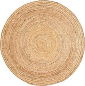 MDS Pack of 1 Pieces Hand Woven Jute Area Rug - 8 feet Round - Natural Reversible for Home Decor, Living Room Kitchen, Entryway Rug, Jute Burlap Braided Rag Rug, Rustic-Farmhouse (8' Round)