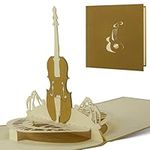 Diese Klappkarten Pop Up Card - 3D Greeting or Birthday Card for Men and Women - Musical Instrument, Guitar, Violin, Cello, Bass Themed - Gift Card for Musicians