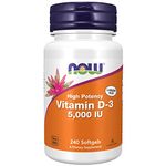 Now Foods, Vitamin D3 Depot, 5,000IU, Cholecalciferol, Highly Dosed, 1 Capsule Every 5 Days, 240 Softgels, Lab-Tested, Soy Free, Gluten Free, Non-GMO