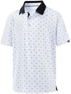 G Gradual Boys Golf Shirts Performance Short Sleeve Print Polo Size 6 Collared Lightweight Soft Youth Kids Shirt for Dress Casual
